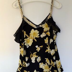 INC International Concepts Black and Yellow Floral Camisole